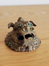 Ancienne Tête De Chien De Fo En Bronze Chine