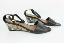 ANDRE Sandales Talons Compensés Cuir Noir et python T 36 Excellent état