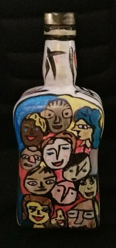 Abstract bottle hand decorated - bottle,