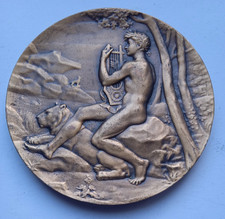 FRENCH MUSIC FESTIVAL  NUDE MAN ART  MEDAL / MEDAILLE HARMONIE ARRAS