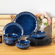 Ensemble vaisselle bleu faïence service de table 4, 8, 12 personnes 12/24/36 ...