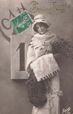 CP BONNE ANNEE 1911 FEMME