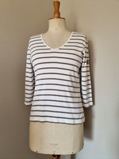 LE PHARE DE LA BALEINE : MARINIÈRE MADE IN FRANCE TEE SHIRT BLANC TAUPE