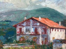 Beau tableau, ancien ferme au Pays basque, signé Martin impressionniste