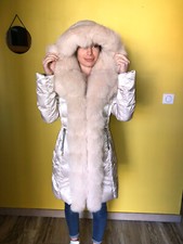 doudoune mi longue luxe ivoire + renard bleu FLO CLO taille 36/38 fr (M) NEUF