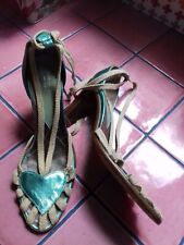 Chaussures coeur + bout lanières en cuir turquoise KARINE ARABIAN   t.37 