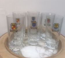 Six Vintage French Liquor Glasses Coat Of Arms High Ball Drinking￼￼￼ Patis Duval