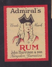 Ancienne  étiquette    paquet Allumette Belgique BN160055 Rhum Amiral