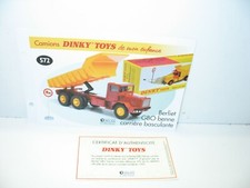 1 fiche + certif. DINKY TOYS ATLAS repro ref 572, berliet GBO benne carriére