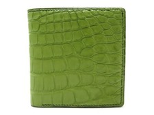 NEUF PORTEFEUILLE PORTE CARTES CUIR DE CROCODILE VERT NEW GREEN LEATHER WALLET