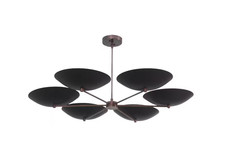 Luminaire lustre en laiton brut style dôme 6 lumières du milieu du siècle...