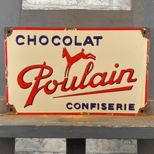 Panneau émaillé POULAIN 11,8x7,5" (30x19cm) panneau mural publicitaire chocol...