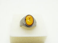 chevalière homme en argent et ambre taille FR 56/US 7.5 sterling men ring