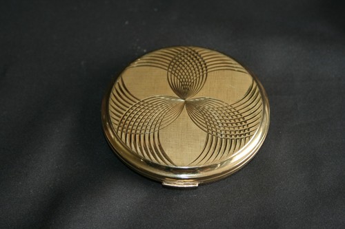 Poudrier ancien doré - rond,
