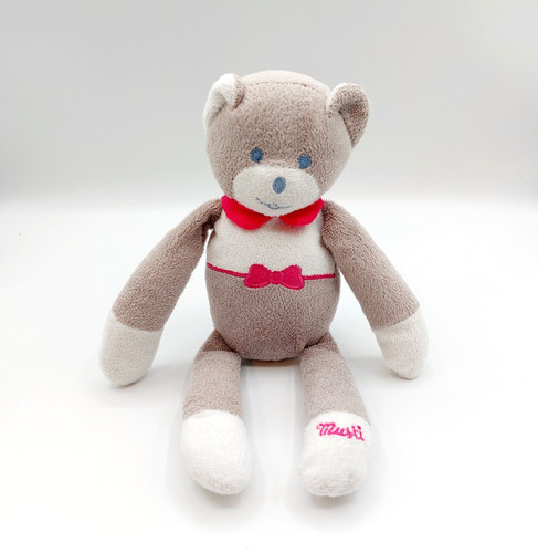 Doudou peluche ours gris - , blanc