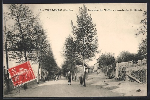 Cpa treignac avenue tulle - treignac,,
