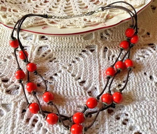 Collier eté rangs - rangs, perles