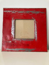 CADRE PHOTO ROUGE RECUP ANCIEN TONNEAU ESSENCE DESIGN INDUSTRIEL ET VINTAGE LOFT