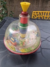 jouets anciens lot de toupies en métal et plastique LBZ ,  TRAINS  Vintage 