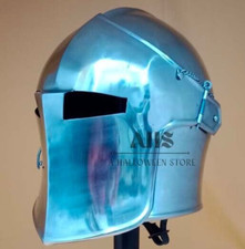 Casque Barbuta chevalier templier croisé casque argent portable médiéval LARP...