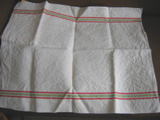 1 TORCHON LIN FLEUR BLEUE ECRU