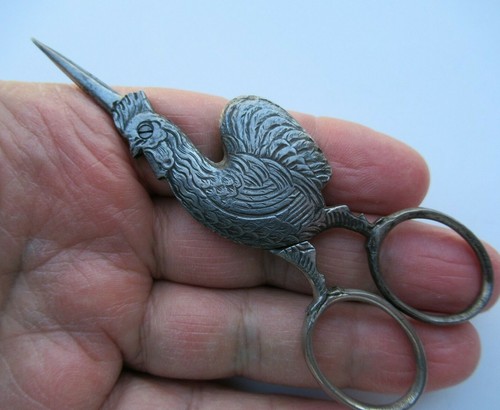 Rare ciseaux brodeuse coq - de,