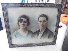 vintage rare portrait début de la photographie sous verre encadré fin XIX ème