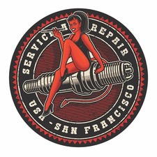 STICKER PIN UP VINTAGE GARAGE