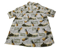 Chemise hawaïenne soie M.E. Sport ananas manches courtes taille XL #613 h
