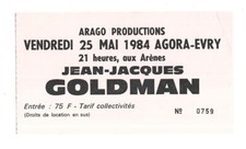 RARE / TICKET BILLET CONCERT - JEAN JACQUES GOLDMAN : LIVE PARIS ( FRANCE ) 1984