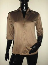 BLOUSE FEMME KAKI SATINER H&M CINTRER MANCHE 3/4 TAILLE 38/40
