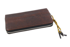 Diesel Unisexe Portefeuille Taille Unique Délavé Marron Foncé Fermeture Rrp 150