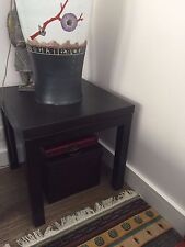 Lot de 2 tables de lampe, table de chevet marron cuir vintage peau exotique