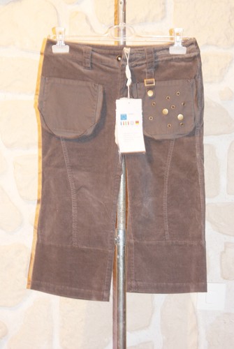 Pantacourt gris velour neuf - en,