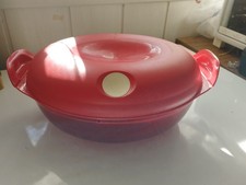 tupperware Plat ovale cristalwave cristal wave 2 litre bleu  micro ondes rouge