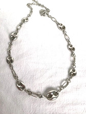 COLLIER CHAINE ARGENT MAILLE GRAIN DE CAFE HAUTE COUTURE POINCONS