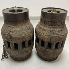 Deux Lampe Artisanale - Ancien Moyeux de Roues de charrette Transformé en Lampes