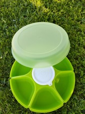 TUPPERWARE  plat grand plateau service apéro pique nique boîte compartiment vert