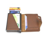 Portefeuille Homme Mixte Étui RFID Porte-Carte Mince en Cuir et Aluminium