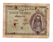 Algeria Algerie Billet 20  Francs 2/2/1945  P92  BON ETAT
