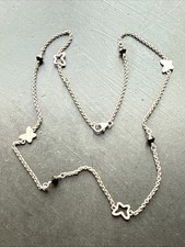 Très Beau Collier Chaîne En Argent Massif 925 Maille Art Nouveau deco papillon