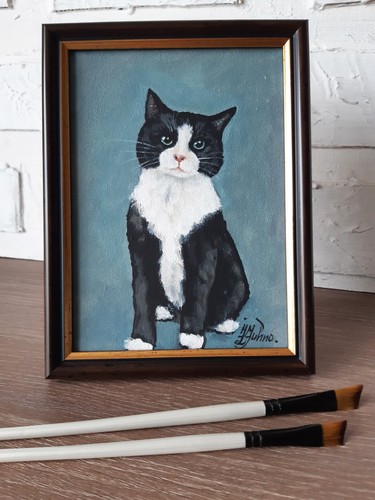 Peinture originale huile - , chat