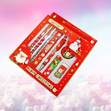  2 Set Papeterie De Noël Set Festive Crayon Gomme Taille-crayon Règle Crayon