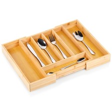 Range-couverts bois extensible 28-45x33.5 cm organisateur tiroir cuisine
