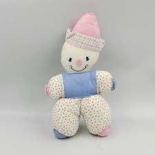 Ancien Doudou clown blanc bleu
