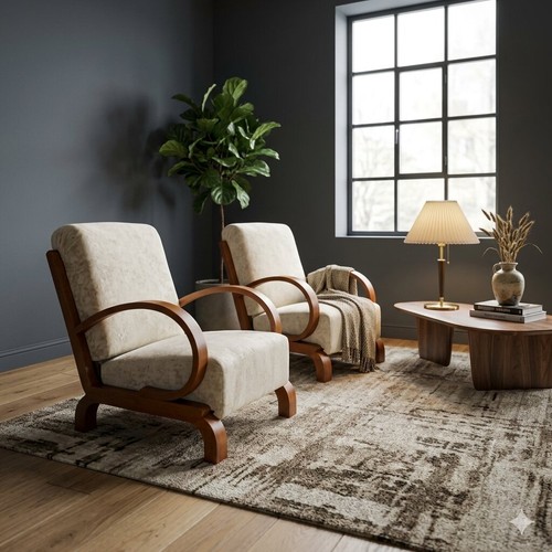 Fauteuils vintage bois courbé - vintage,