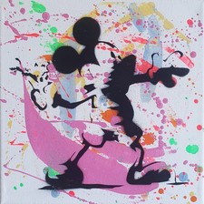 PYB  signed  MICKEY anarchy banksy tableau pop STREET ART french GRAFFITI USA