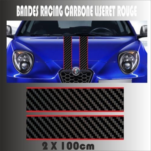 Bandes voiture capot carbone - voiture,