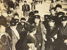 JAPON Tokyo Garçons portant des casquettes de soldats 1905 Photo Stereo Vintage 