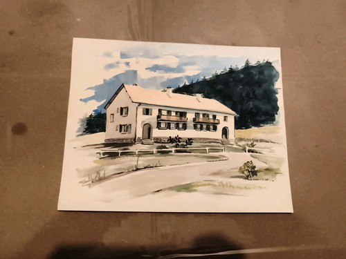 Aquarelle ancienne chalet